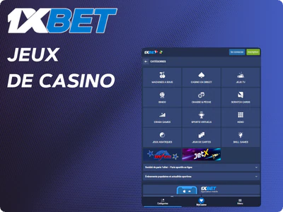 Large choix de jeux casino 1xBet