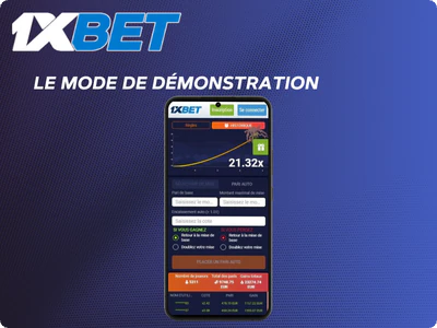 Écran des jeux Aviator 1xBet en mode démo permettant de pratiquer sans paris en argent réel