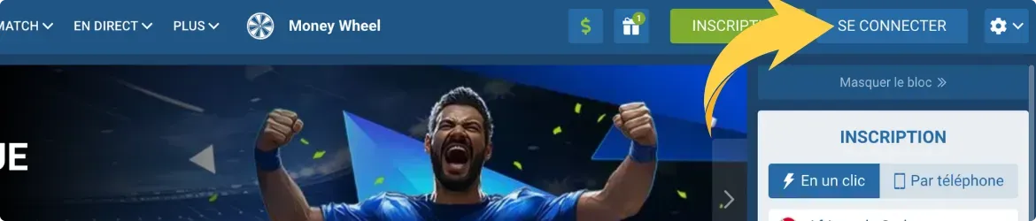 bouton de connexion 1x bet