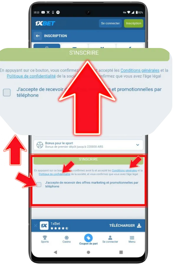 Acceptez les termes et conditions